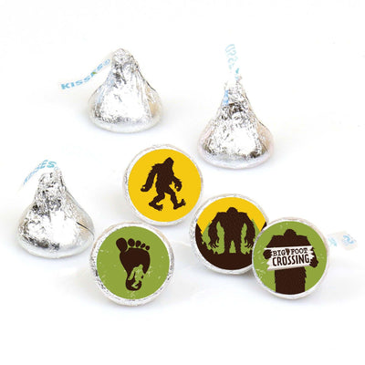 Sasquatch Crossing - Bigfoot Party or Birthday Party Round Candy Sticker Favors - Labels Fit Hershey's Kisses - 108 ct