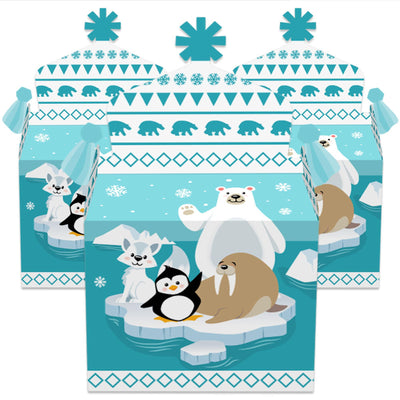 Arctic Polar Animals - Treat Box Party Favors - Winter Baby Shower or Birthday Party Goodie Gable Boxes - Set of 12