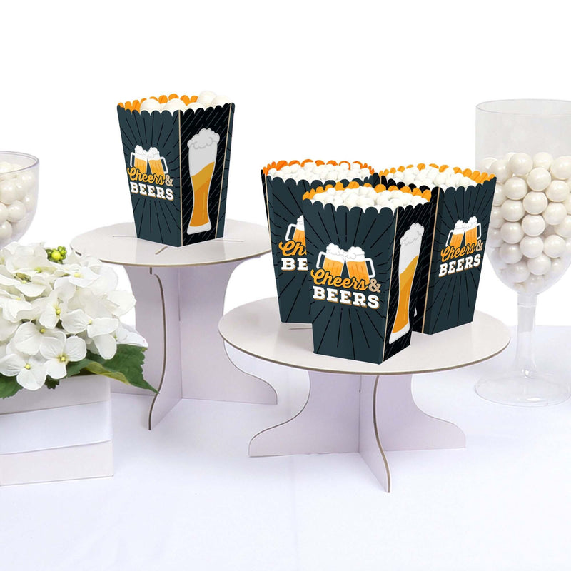 Cheers and Beers Happy Birthday - Birthday Party Favor Popcorn Treat Boxes - Set of 12