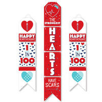 Happy Heartiversary - Hanging Vertical Paper Door Banners - CHD Awareness Wall Decoration Kit - Indoor Door Decor