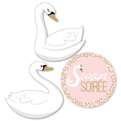 Swan Soiree - DIY Shaped White Swan Baby Shower or Birthday Party Cut-Outs - 24 ct
