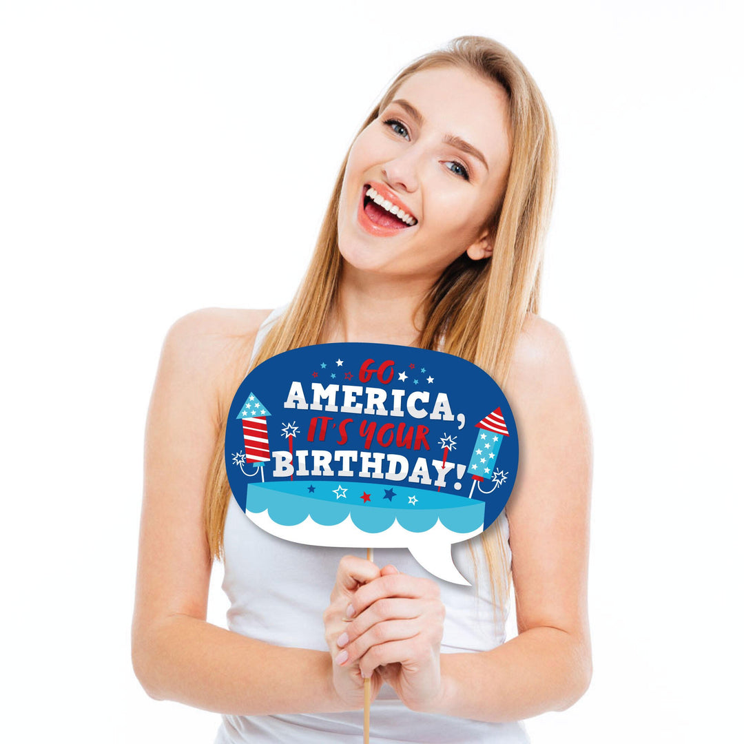 Funny Firecracker 4th of July - Red, White and Royal Blue Party Photo Booth Props Kit - 10 Piece