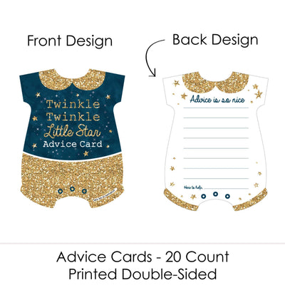 Twinkle Twinkle Little Star - Baby Bodysuit Wish Card Baby Shower Activities - Shaped Advice Cards Game - Set of 20