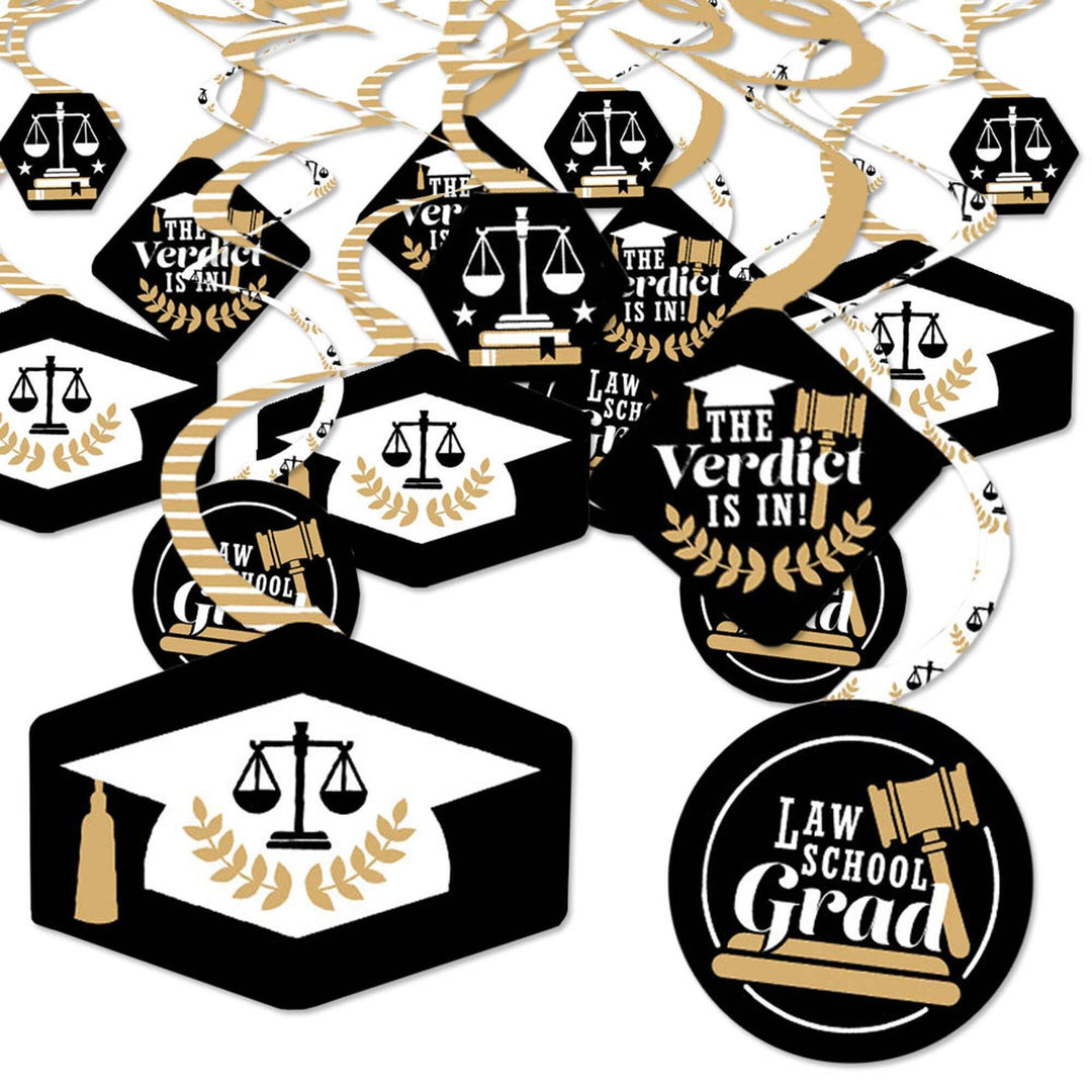 Law School Grad - Future Lawyer Graduation Party Hanging Decor - Party Decoration Swirls - Set of 40