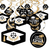 Law School Grad - Future Lawyer Graduation Party Hanging Decor - Party Decoration Swirls - Set of 40