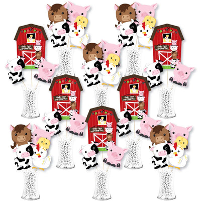 Farm Animals - Barnyard Baby Shower or Birthday Party Centerpiece Sticks - Showstopper Table Toppers - 35 Pieces