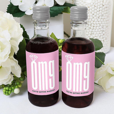 OMG, You're Getting Married! - Mini Wine and Champagne Bottle Label Stickers - Engagement Party Favor Gift - For Women and Men - Set of 16