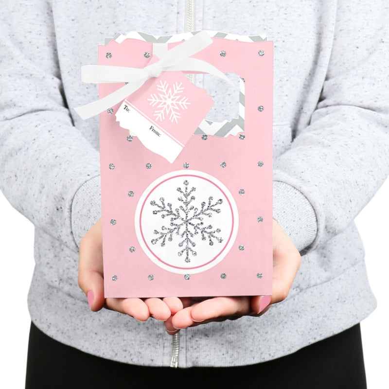 Pink Winter Wonderland - Holiday Snowflake Birthday Party Bag - Set of 12