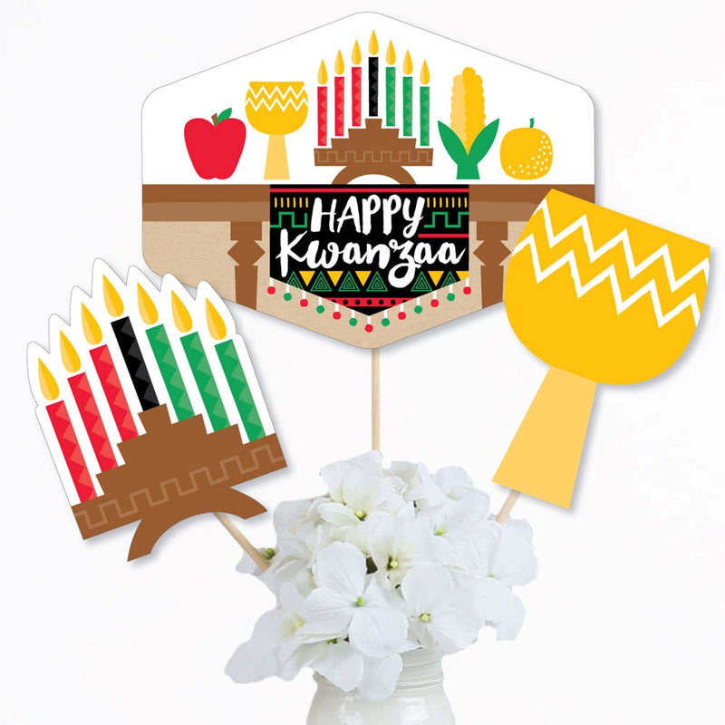 Happy Kwanzaa - African Heritage Holiday Centerpiece Sticks - Table Toppers - Set of 15