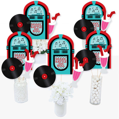 50's Sock Hop - 1950s Rock N Roll Party Centerpiece Sticks - Table Toppers - Set of 15