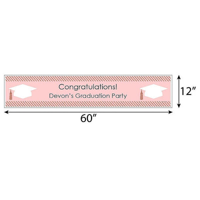Rose Gold Grad - Personalized Graduation Party Banner