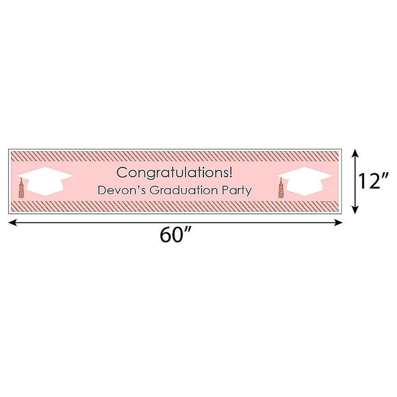 Rose Gold Grad - Personalized Graduation Party Banner