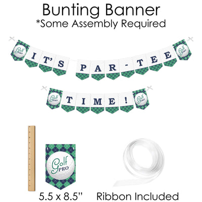 Par-Tee Time - Golf - Banner and Photo Booth Decorations - Birthday or Retirement Party Supplies Kit - Doterrific Bundle