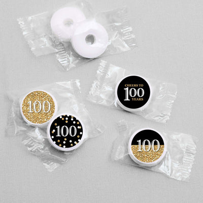 Adult 100th Birthday - Gold - Round Candy Labels Birthday Party Favors - Fits Hershey's Kisses - 108 ct