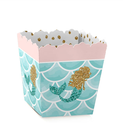 Let's Be Mermaids - Party Mini Favor Boxes - Baby Shower or Birthday Party Treat Candy Boxes - Set of 12