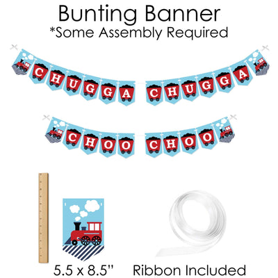 Railroad Party Crossing - Banner and Photo Booth Decorations - Steam Train Birthday Party or Baby Shower Supplies Kit - Doterrific Bundle