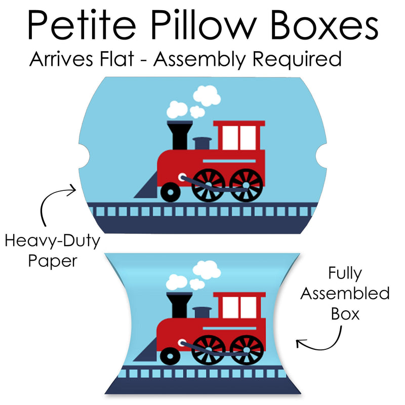Railroad Party Crossing - Favor Gift Boxes - Steam Train Birthday Party or Baby Shower Petite Pillow Boxes - Set of 20