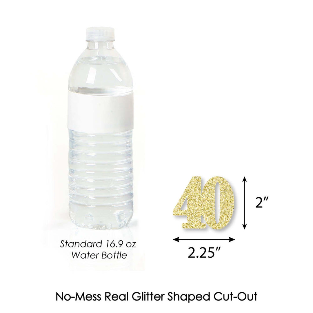 Gold Glitter 40 - No-Mess Real Gold Glitter Cut-Out Numbers - 40th Birthday Party Confetti - Set of 24