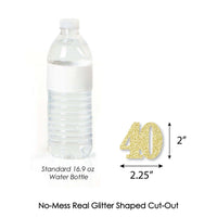 Gold Glitter 40 - No-Mess Real Gold Glitter Cut-Out Numbers - 40th Birthday Party Confetti - Set of 24