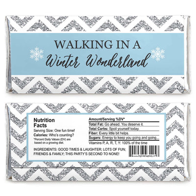 Winter Wonderland - Candy Bar Wrappers Snowflake Holiday Party & Winter Wedding Favors - Set of 24