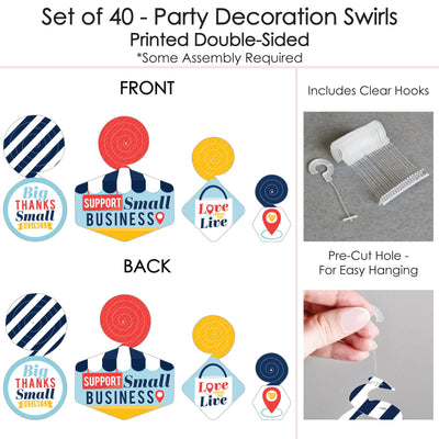 Support Small Business - Thank You Hanging Decor - Party Decoration Swirls - Set of 40