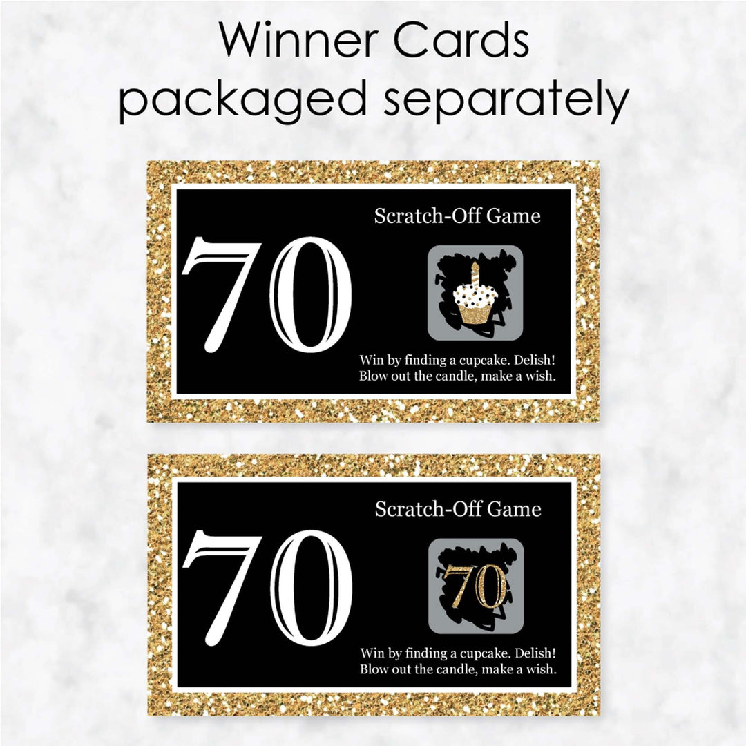 Adult 70th Birthday - Gold - Birthday Party Game Scratch Off Cards - 22 ct
