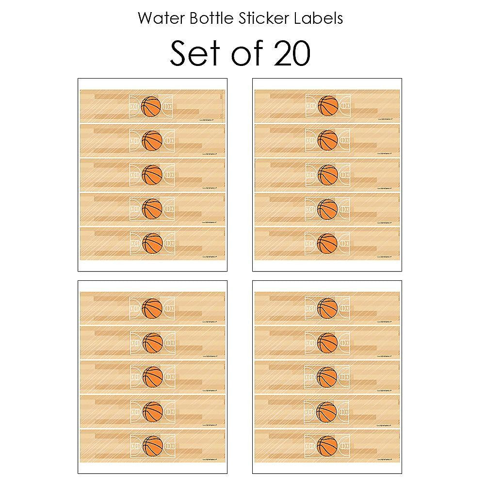 Nothin' But Net - Basketball - Baby Shower or Birthday Party Water Bottle Sticker Labels - Set of 20