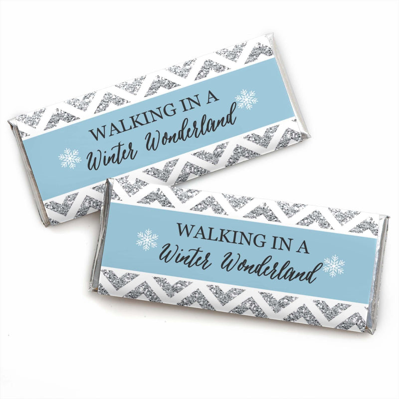 Winter Wonderland - Candy Bar Wrappers Snowflake Holiday Party & Winter Wedding Favors - Set of 24