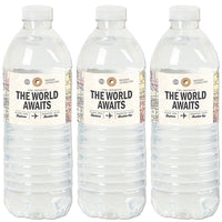 World Awaits - Travel Themed Party Water Bottle Sticker Labels - Set of 20