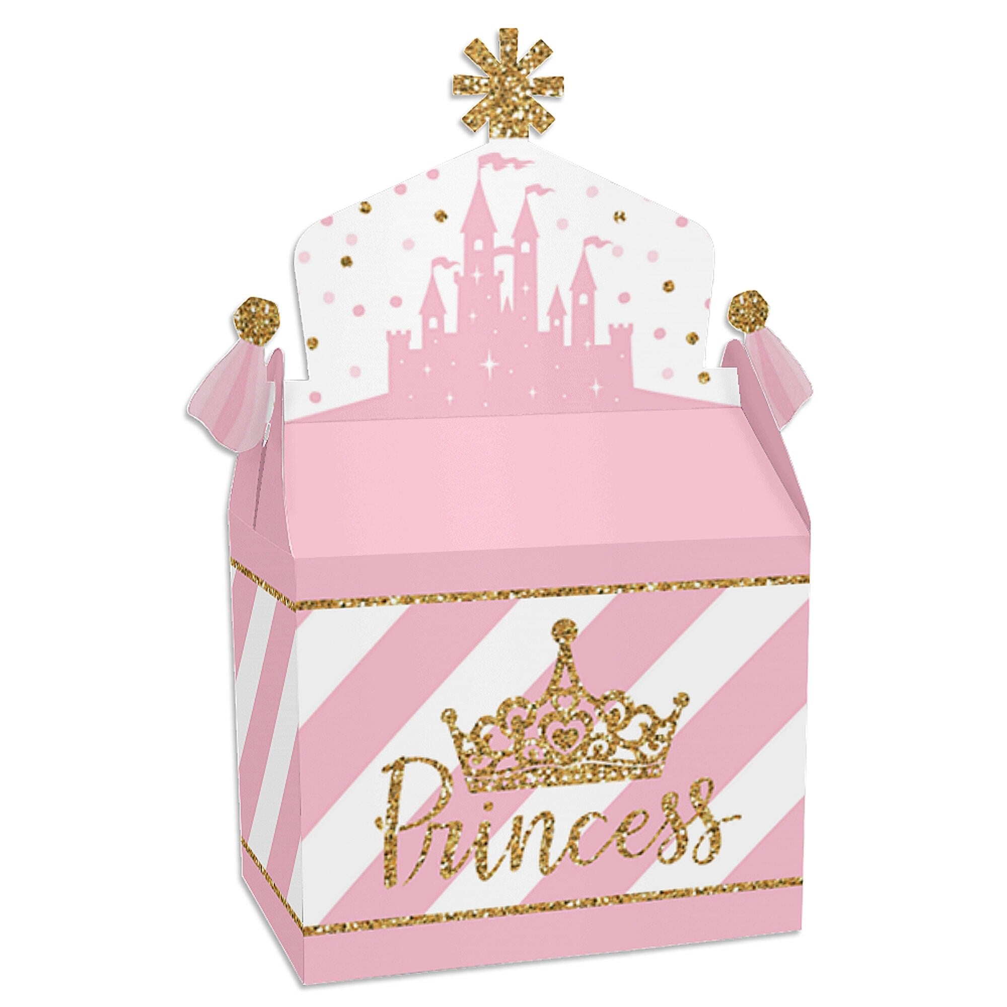 Princess Gable Box Little Princess Crown - Treat Box Party Favors - Pink and Gold Princess ...