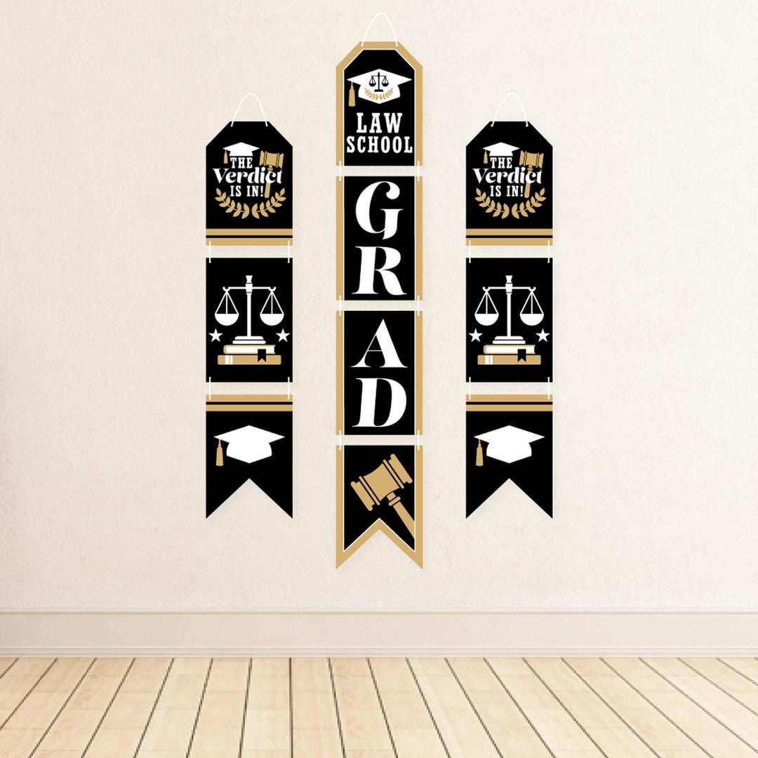 Law School Grad - Hanging Vertical Paper Door Banners - Future Lawyer Graduation Party Wall Decoration Kit - Indoor Door Decor