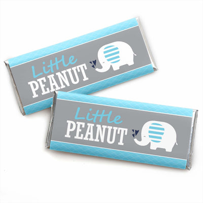 Blue Elephant - Candy Bar Wrapper Boy Baby Shower or Birthday Party Favors - Set of 24