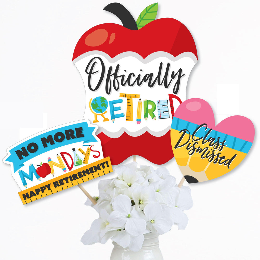 Teacher Retirement - Happy Retirement Party Centerpiece Sticks - Table Toppers - Set of 15