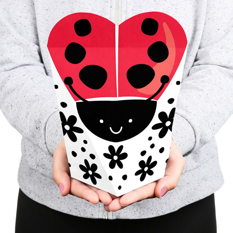 Happy Little Ladybug - Baby Shower or Birthday Party Favors - Gift Heart Shaped Favor Boxes for Women and Kids - Set of 12