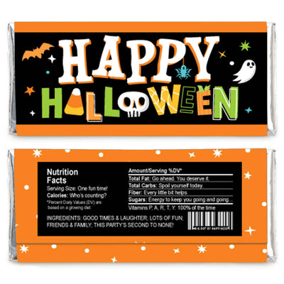 Jack-O'-Lantern Halloween - Candy Bar Wrapper Kids Halloween Party Favors - Set of 24
