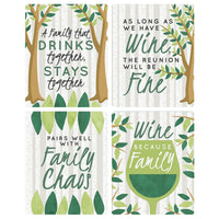 Family Tree Reunion - Family Gathering Party Decorations for Women and Men - Wine Bottle Label Stickers - Set of 4