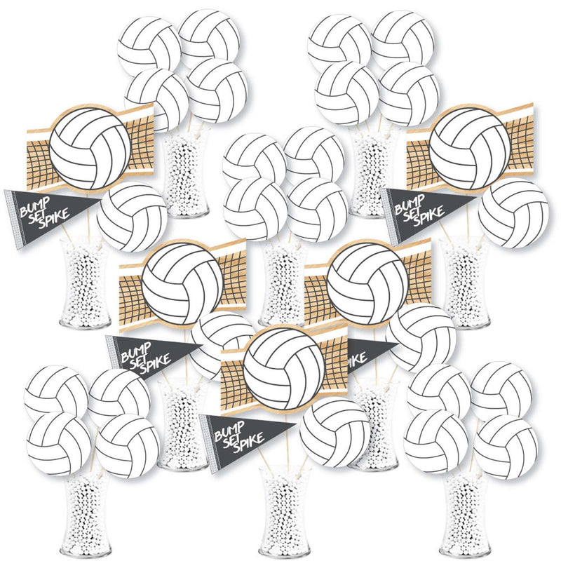 Bump, Set, Spike - Volleyball - Baby Shower or Birthday Party Centerpiece Sticks - Showstopper Table Toppers - 35 Pieces