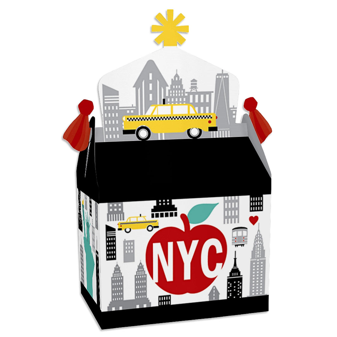 NYC Cityscape - Treat Box Party Favors - New York City Party Goodie Gable Boxes - Set of 12