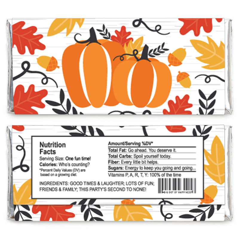 Fall Pumpkin - Candy Bar Wrapper Halloween or Thanksgiving Party Favors - Set of 24