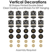 Adult 50th Birthday - Gold - Birthday Party DIY Dangler Backdrop - Hanging Vertical Decorations - 30 Pieces