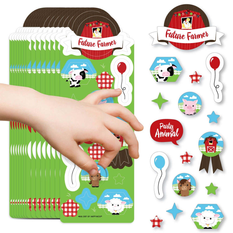 Farm Animals - Barnyard Birthday Party Favor Kids Stickers - 16 Sheets - 256 Stickers