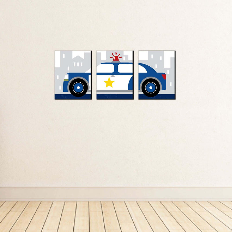 Calling All Units - Police - Cop Car Nursery Wall Art and Kids Room Decor - 7.5 x 10 inches - Set of 3 Prints