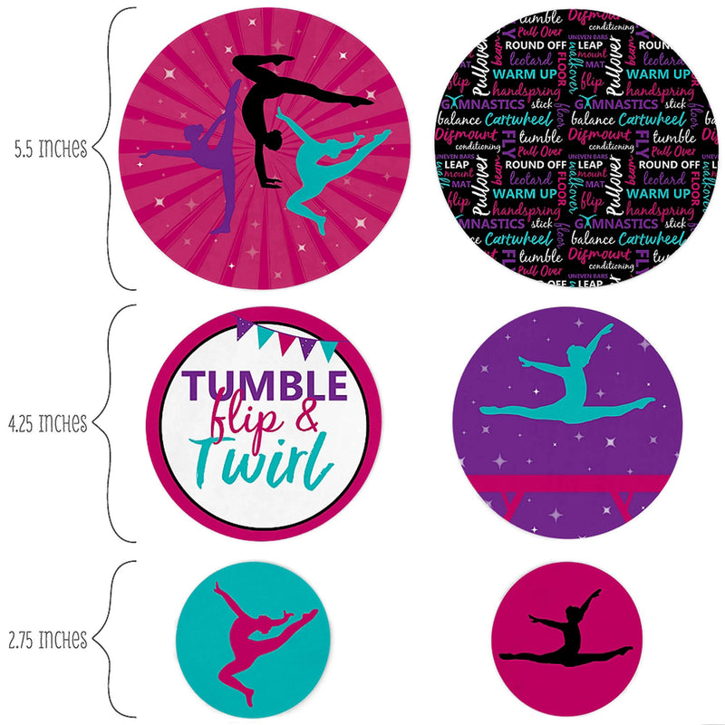 Tumble, Flip & Twirl - Gymnastics - Birthday Party or Gymnast Party Giant Circle Confetti - Party Decorations - Large Confetti 27 Count
