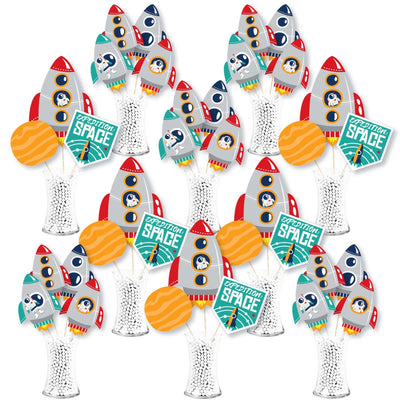 Blast Off to Outer Space - Rocket Ship Baby Shower or Birthday Party Centerpiece Sticks - Showstopper Table Toppers - 35 Pieces