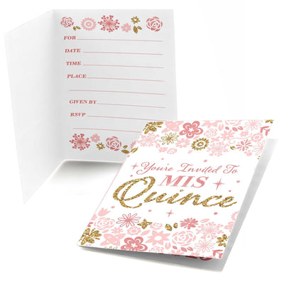 Mis Quince Anos - Fill In Quinceanera Sweet 15 Birthday Party Invitations - 8 ct