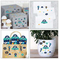 Blast Off to Outer Space - Rocket Ship Birthday Party Favor Kids Stickers - 16 Sheets - 256 Stickers