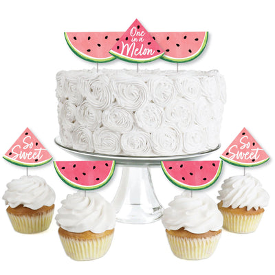 Sweet Watermelon - Dessert Cupcake Toppers - Fruit Party Clear Treat Picks - Set of 24