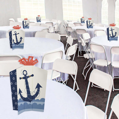 Ahoy - Nautical - Table Decorations - Baby Shower or Birthday Party Fold and Flare Centerpieces - 10 Count