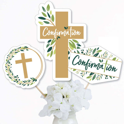 Confirmation Elegant Cross - Religious Party Centerpiece Sticks - Table Toppers - Set of 15