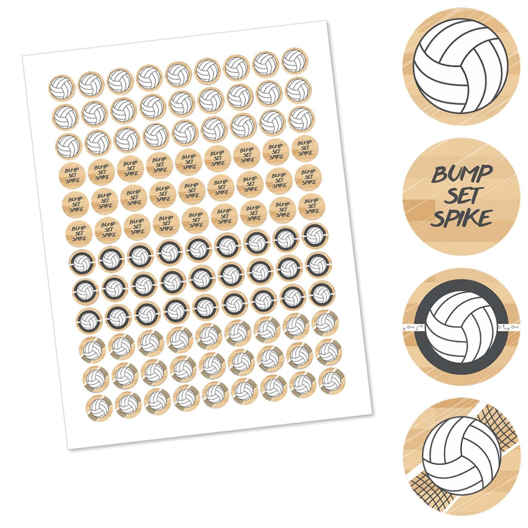 Bump, Set, Spike - Volleyball - Round Candy Labels Party Favors - Fits Hershey's Kisses - 108 ct